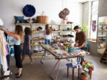 People shopping at the Sanibel outlets