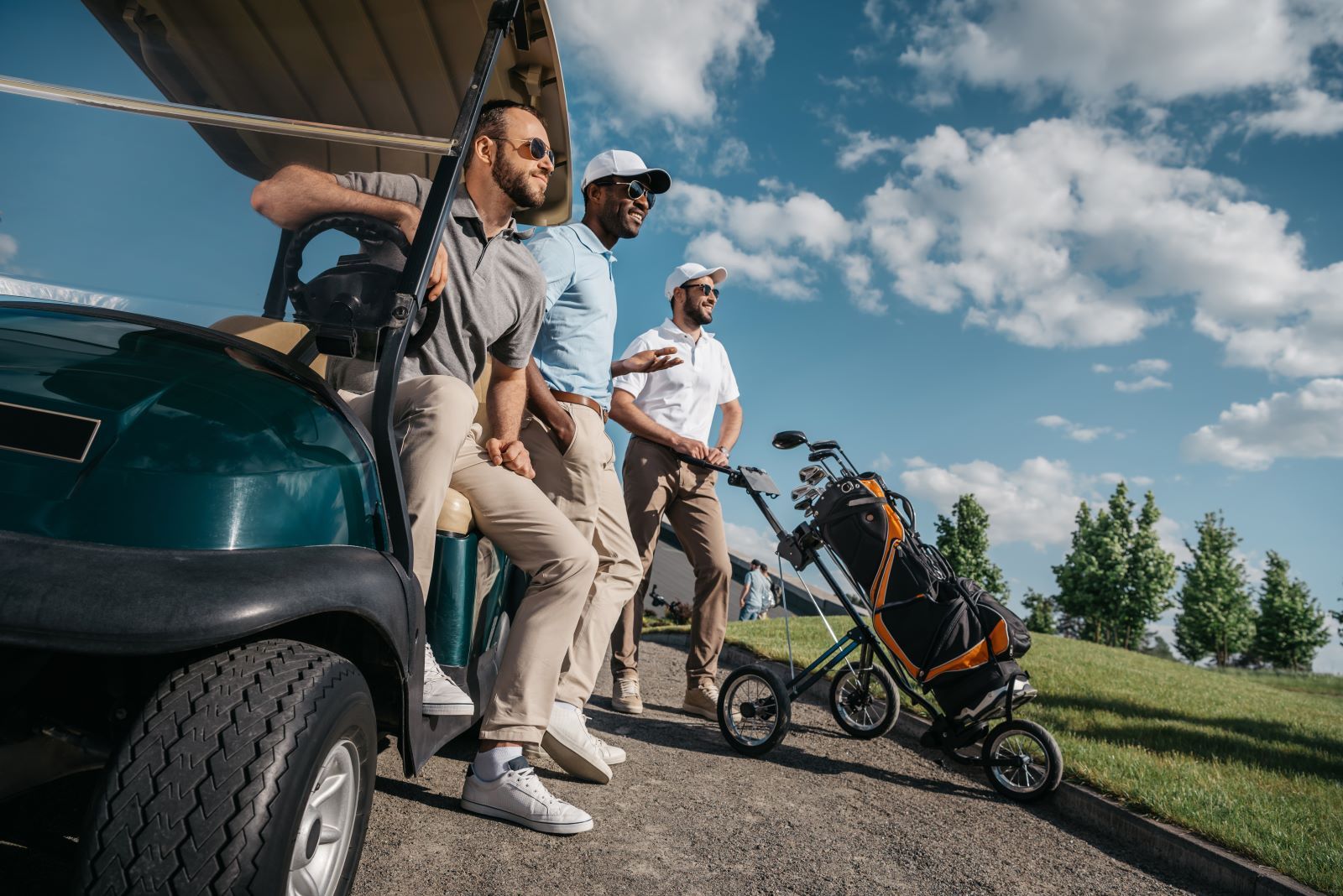 group of friends on golfing trip